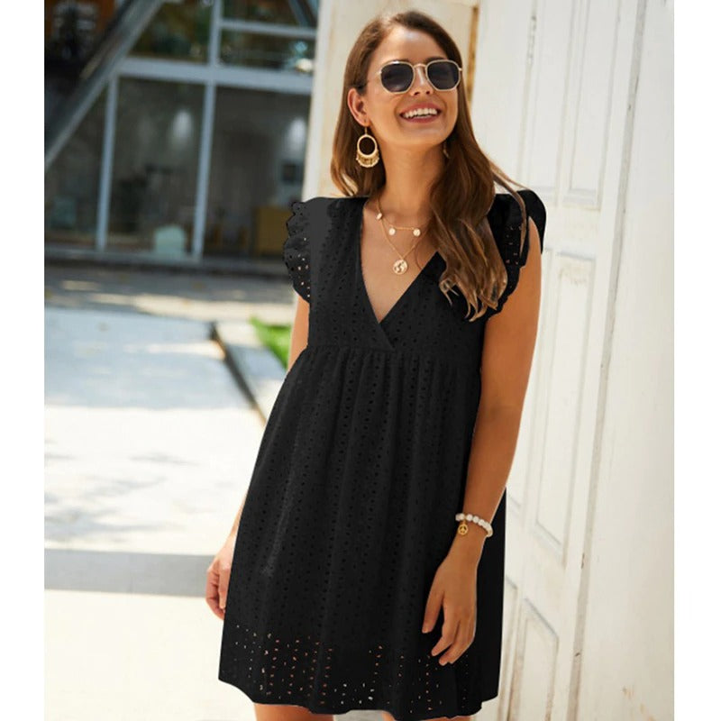 Dress with short ruffle sleeves