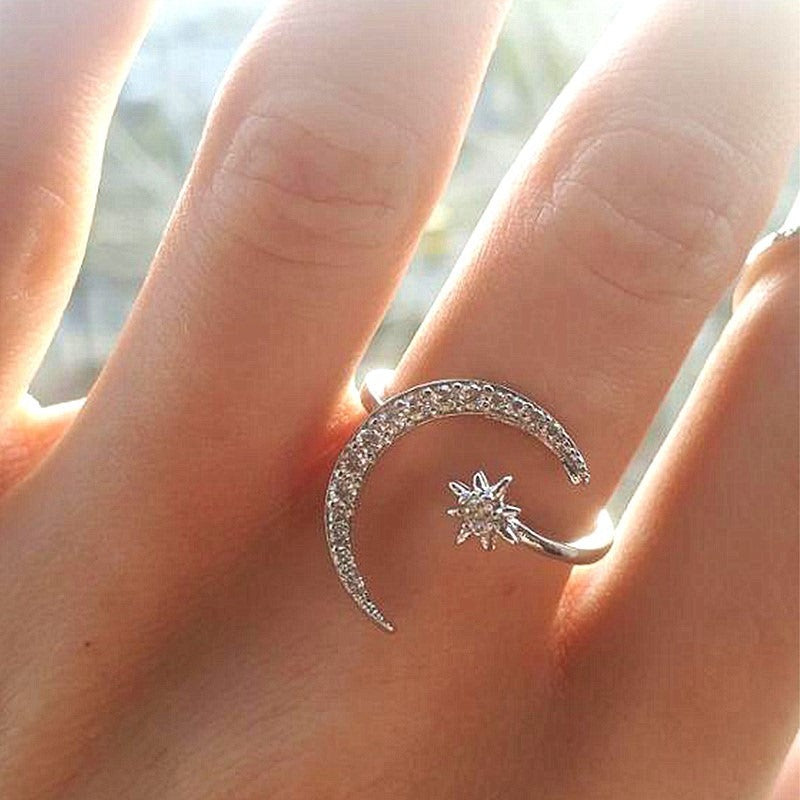 Crescent star ring