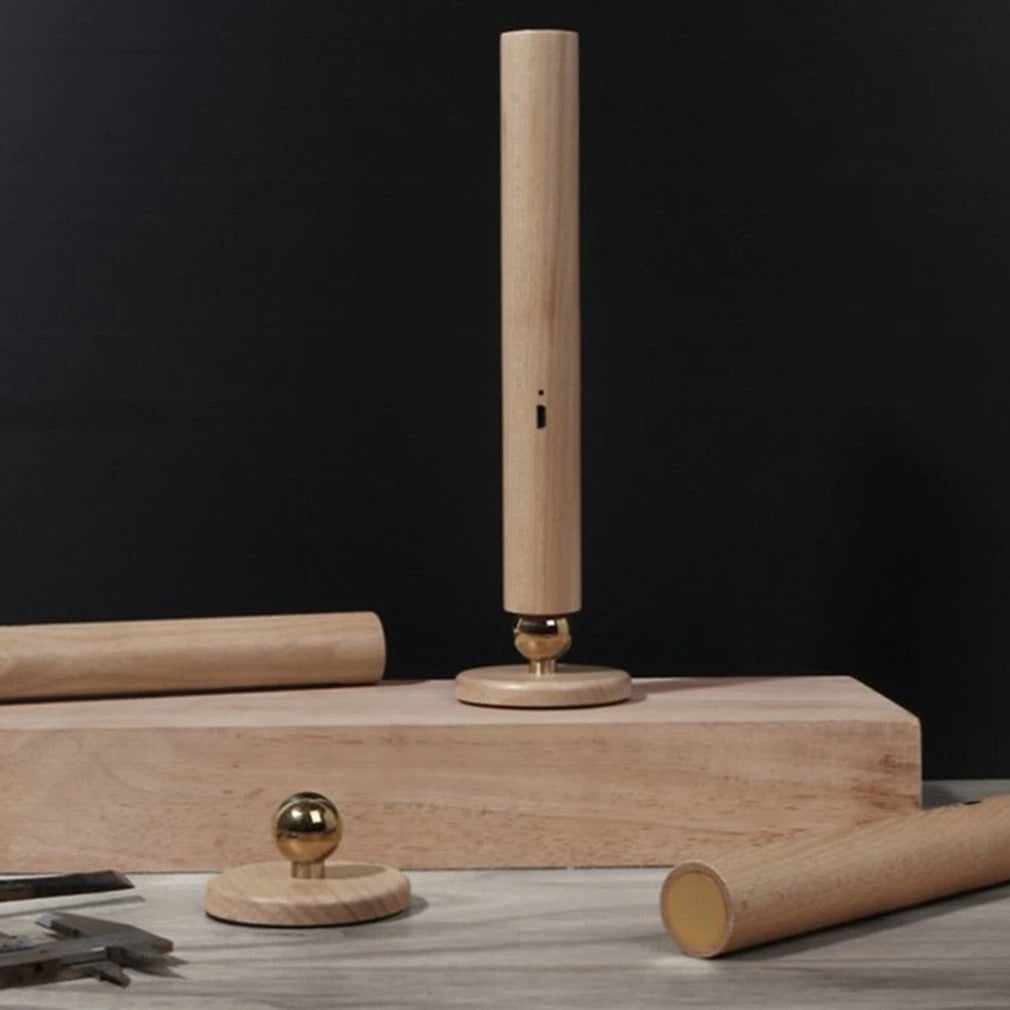 LED 360° rotating wooden wall lamp