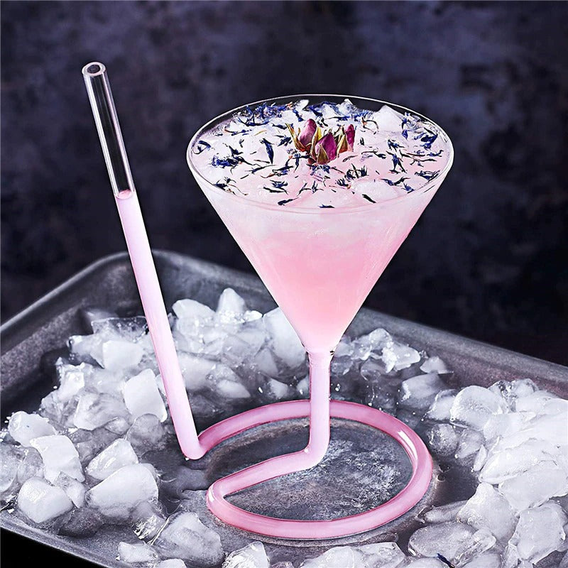 Cocktailglass med spiral sugerør