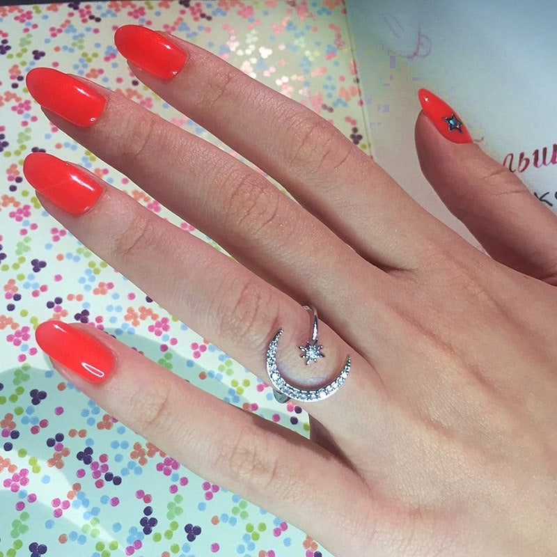 Crescent star ring