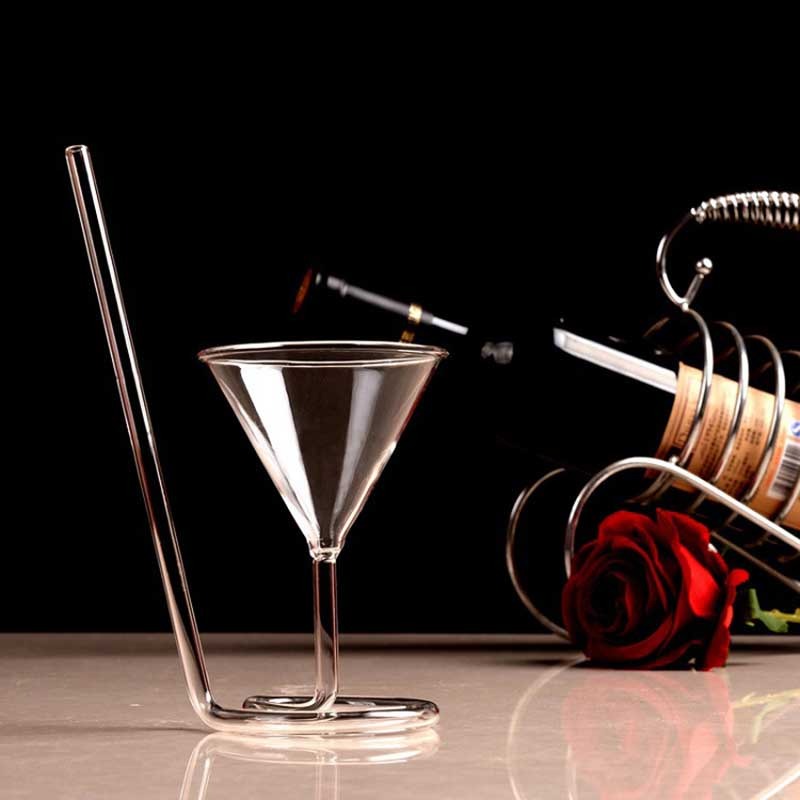 Cocktailglass med spiral sugerør
