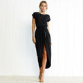 Maxi dress with short sleeves