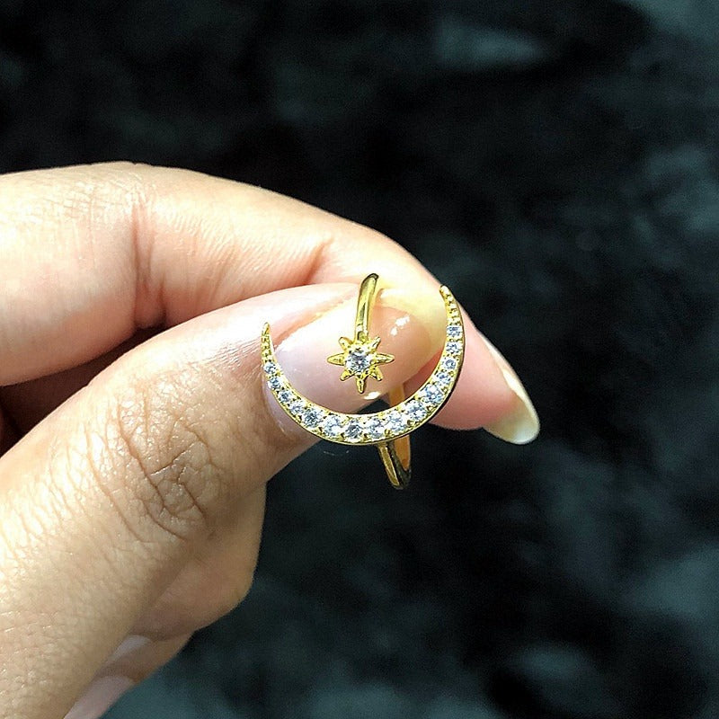 Crescent star ring