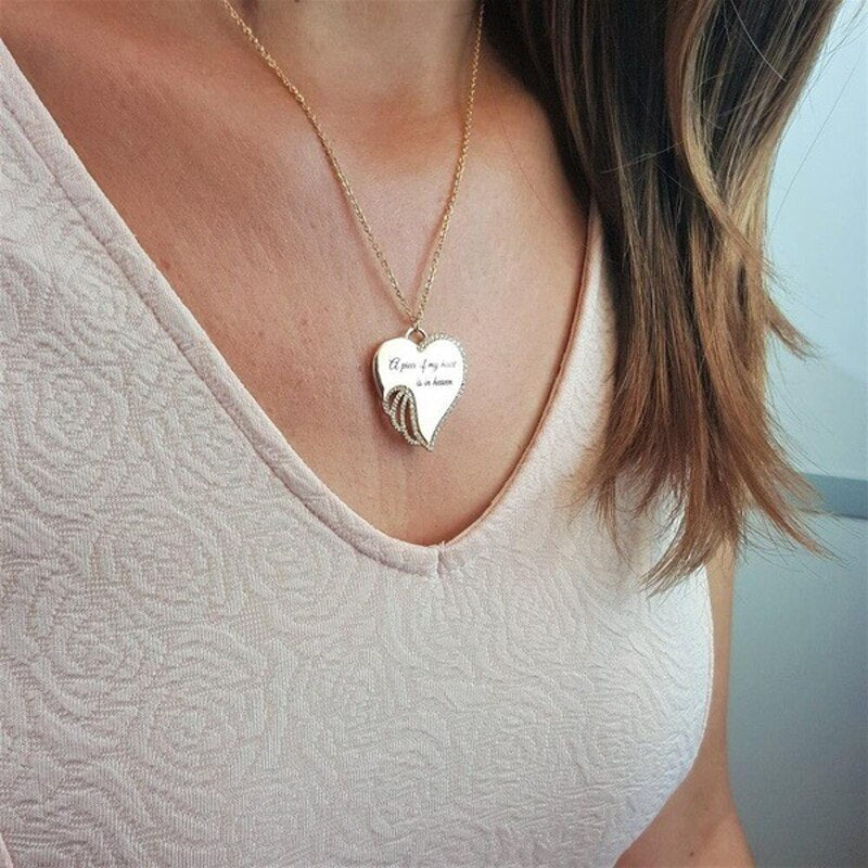 Angel wing heart necklace