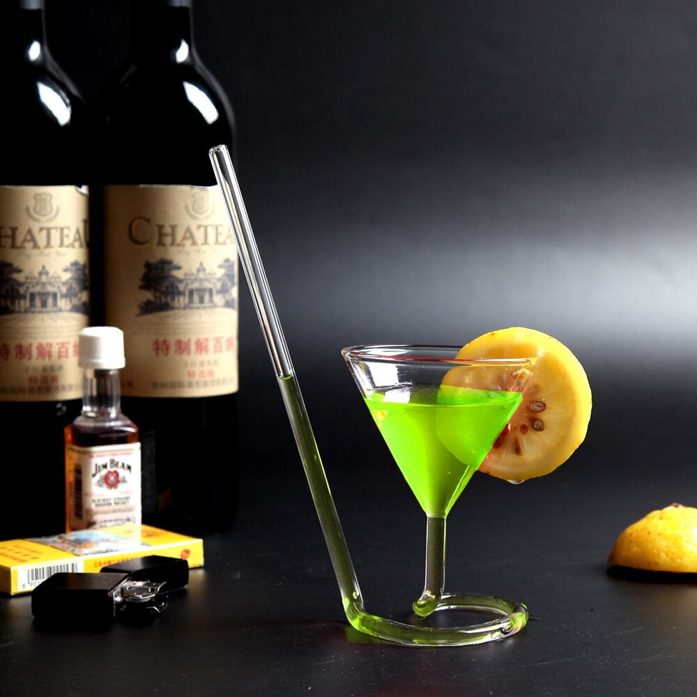 Cocktailglass med spiral sugerør