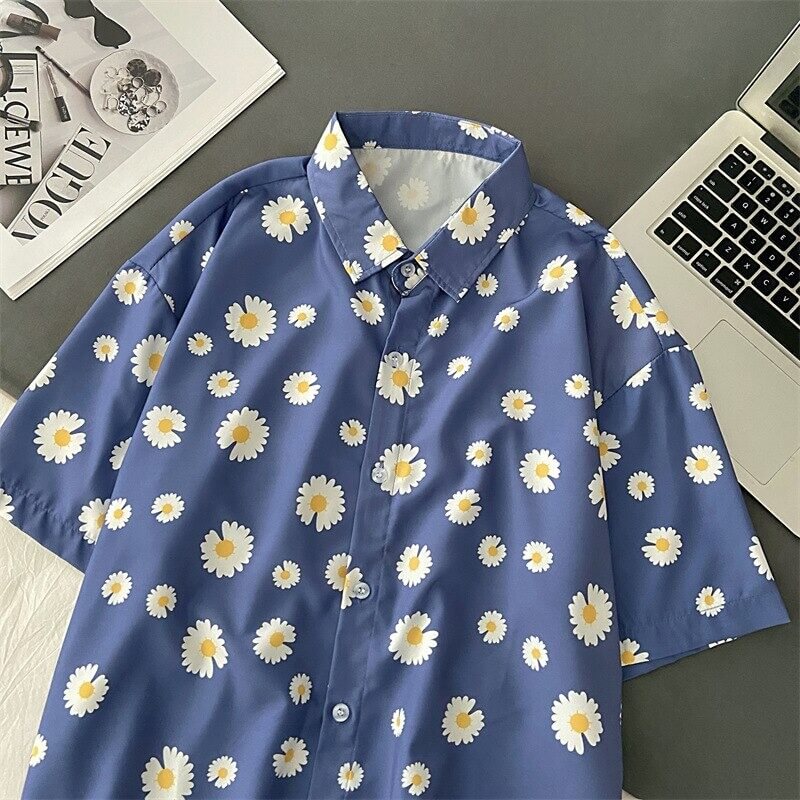 Oversized Poloskjorte med Blomstermønster