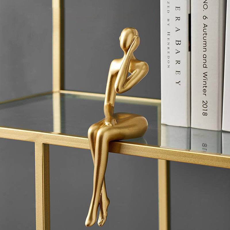 Abstract Thinker Golden Statue
