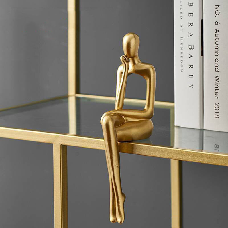 Abstract Thinker Golden Statue