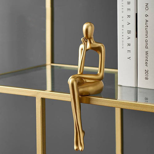 Abstract Thinker Golden Statue