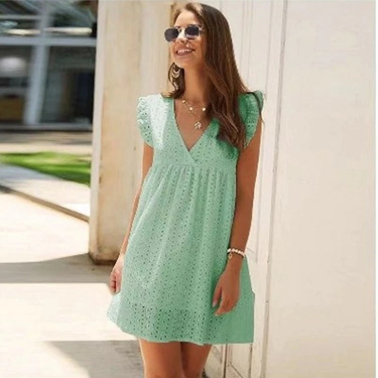 Dress with short ruffle sleeves