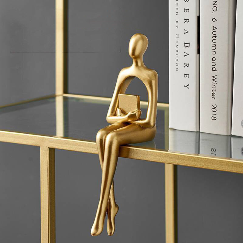 Abstract Thinker Golden Statue