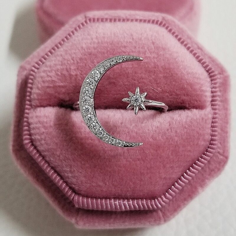 Crescent star ring