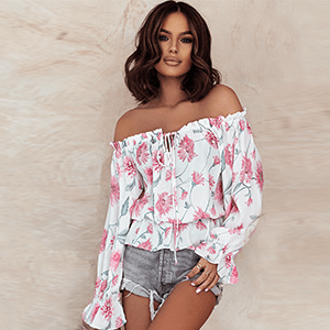 Floral Blouse with Ruffled Sleeves