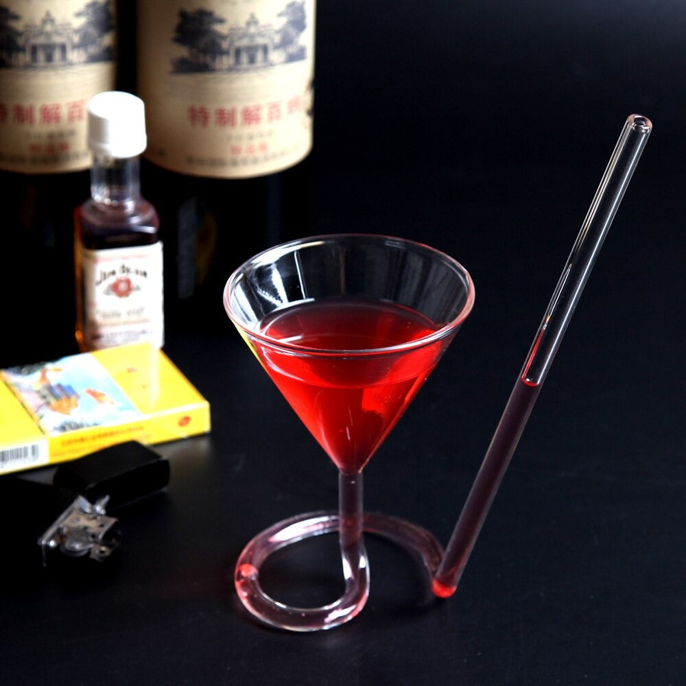 Cocktailglass med spiral sugerør
