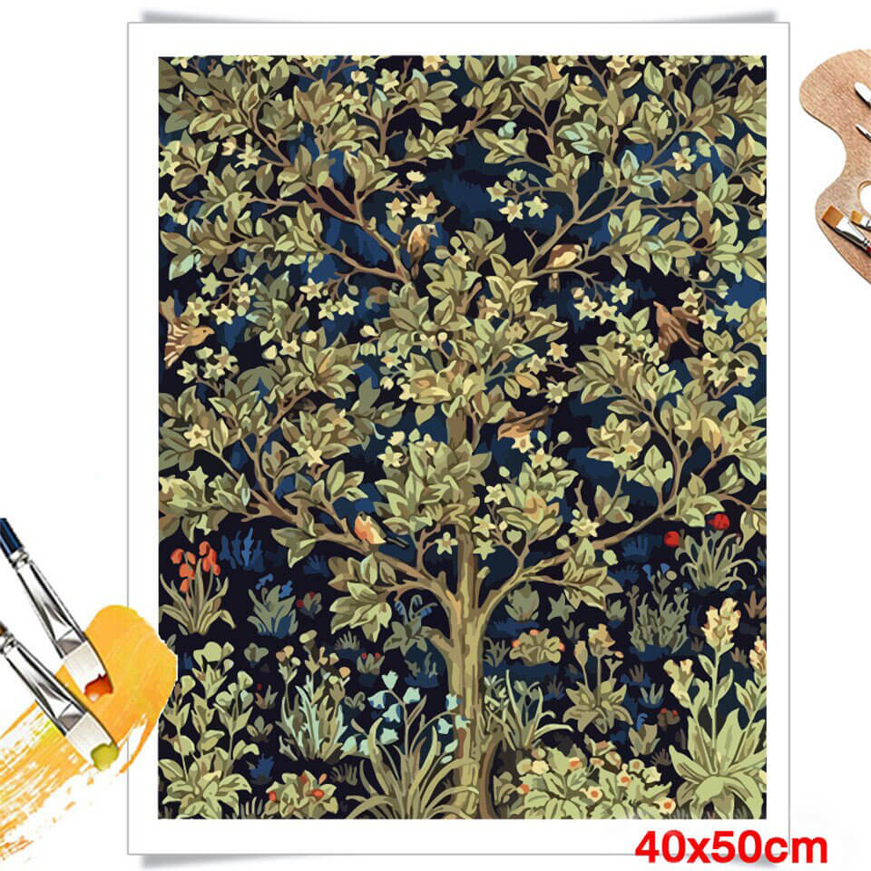 Green tree paint by numbers kit