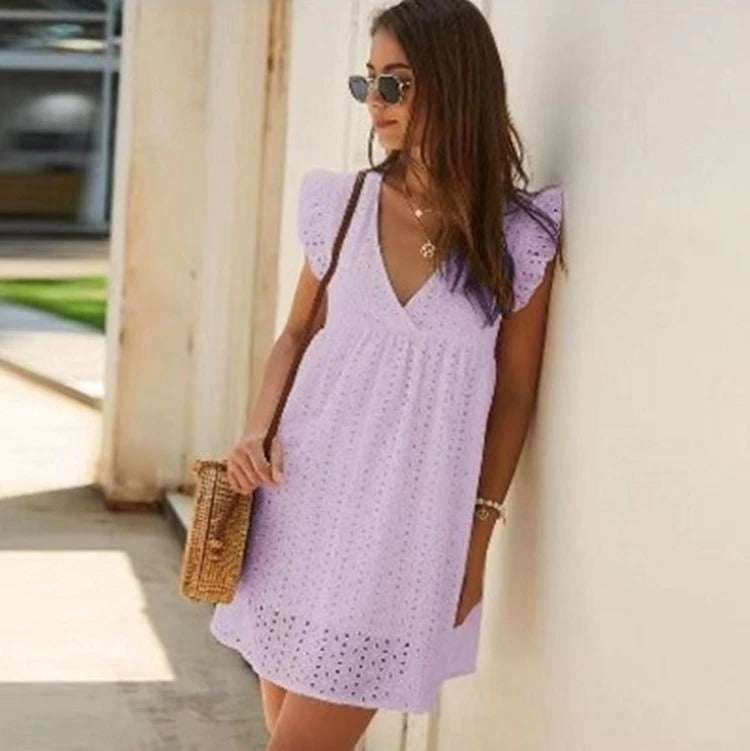 Dress with short ruffle sleeves
