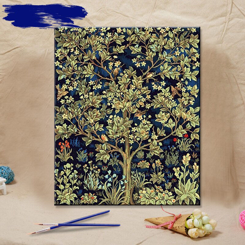 Green tree paint by numbers kit