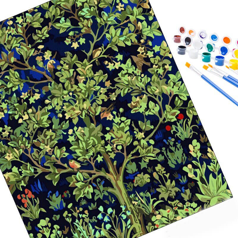 Green tree paint by numbers kit