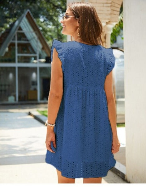Dress with short ruffle sleeves