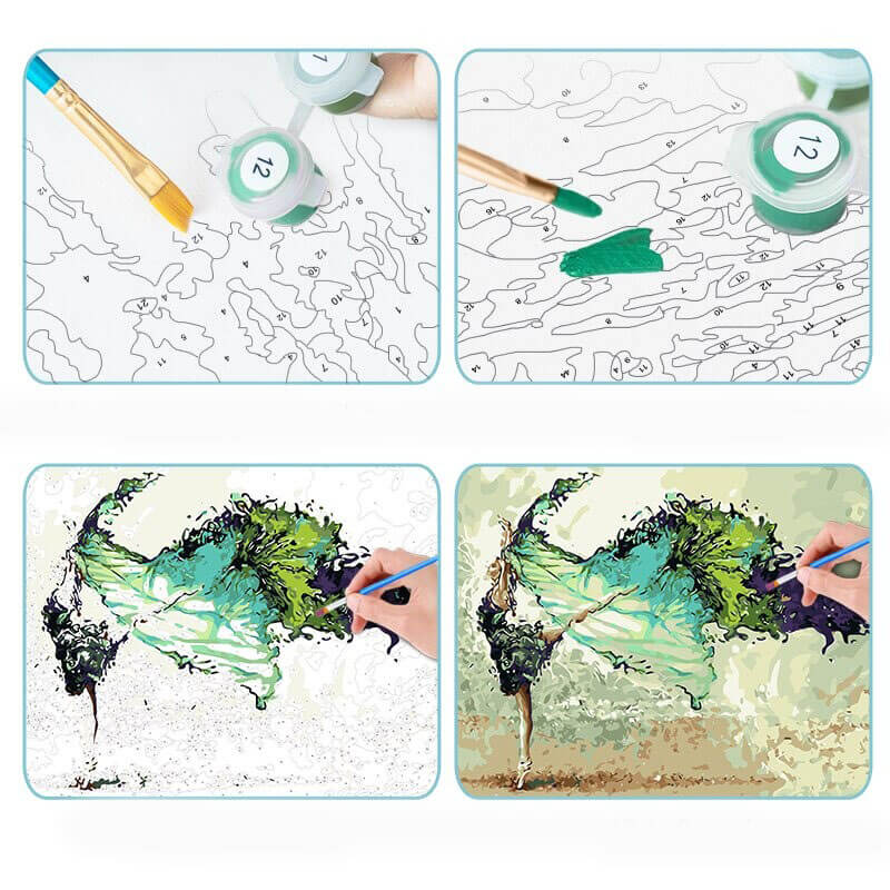 Green tree paint by numbers kit