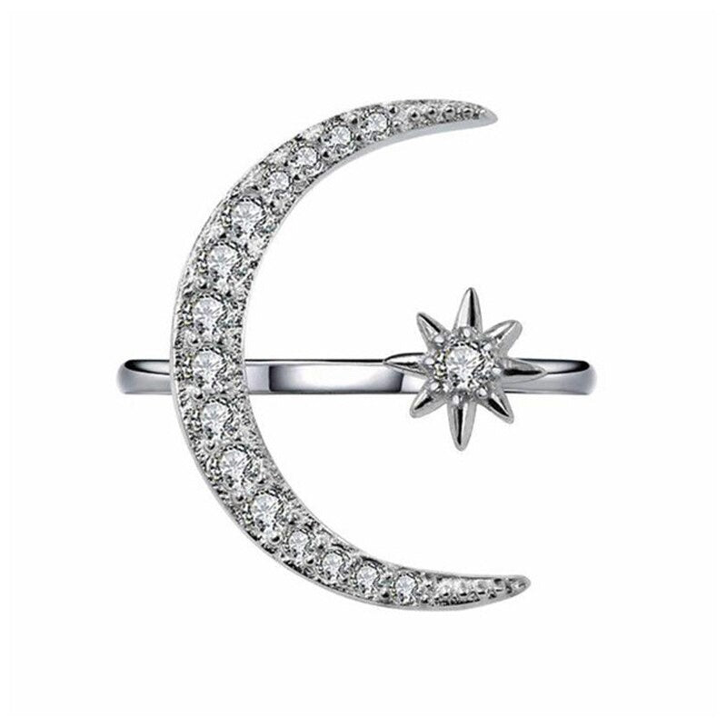 Crescent star ring