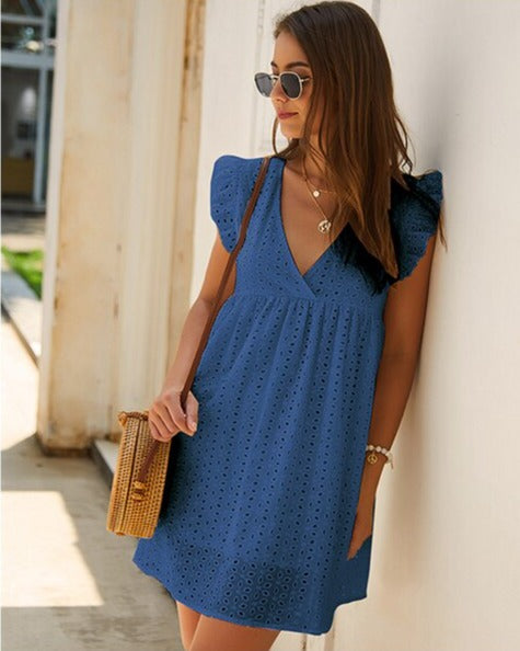Dress with short ruffle sleeves