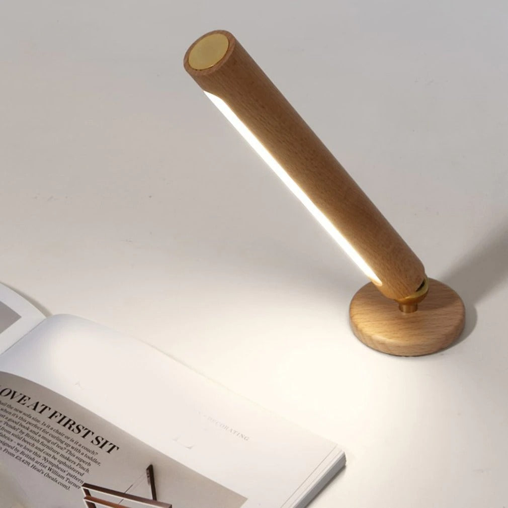LED 360° rotating wooden wall lamp