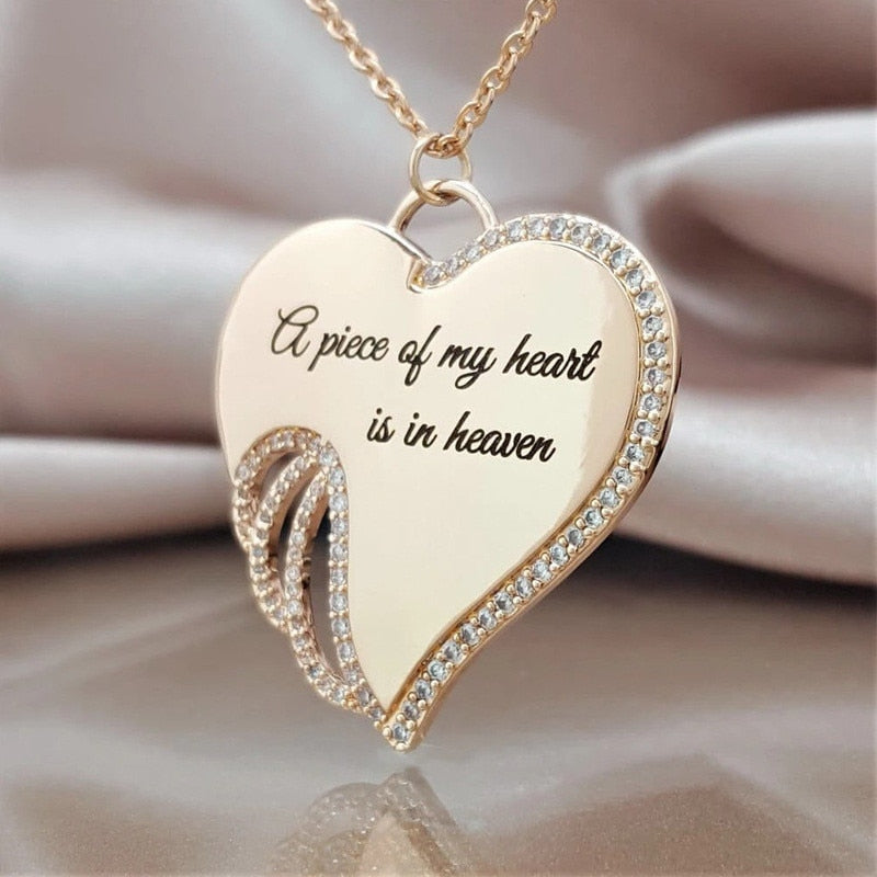 Angel wing heart necklace