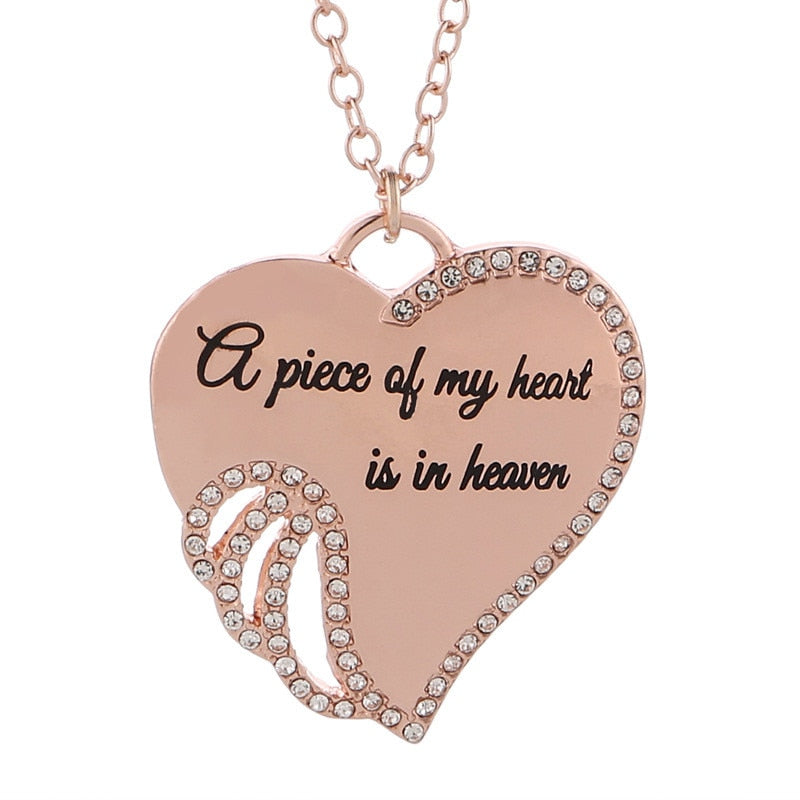 Angel wing heart necklace