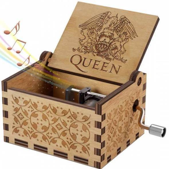 Vintage Hand Crank Music Box with Queen Theme