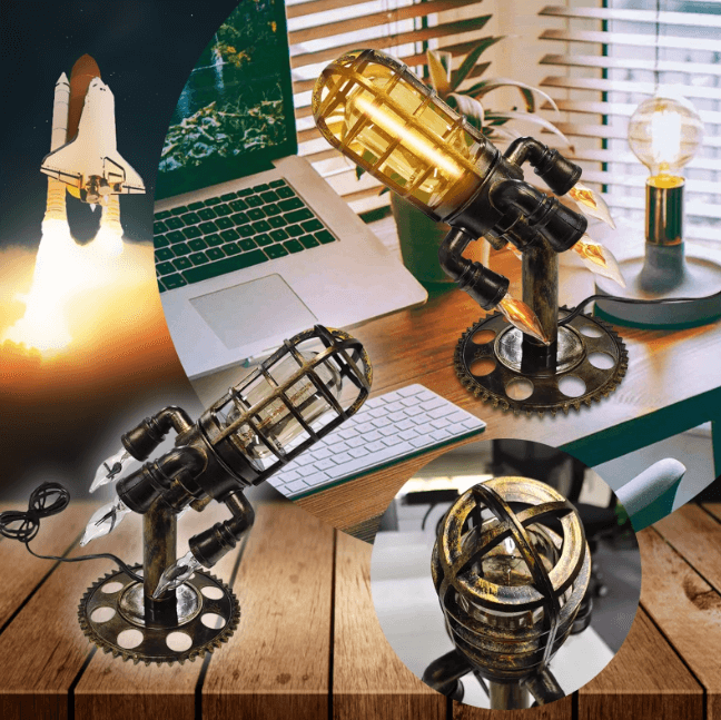 Vintage Steampunk Rocket Lamp