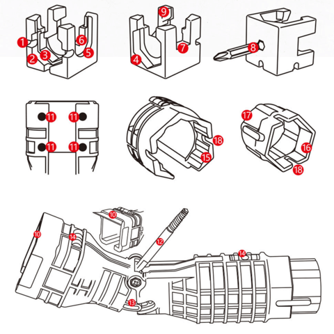 18-in-1 folding water pipe wrench