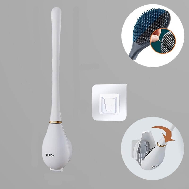 Wall mounted flexible toilet brush