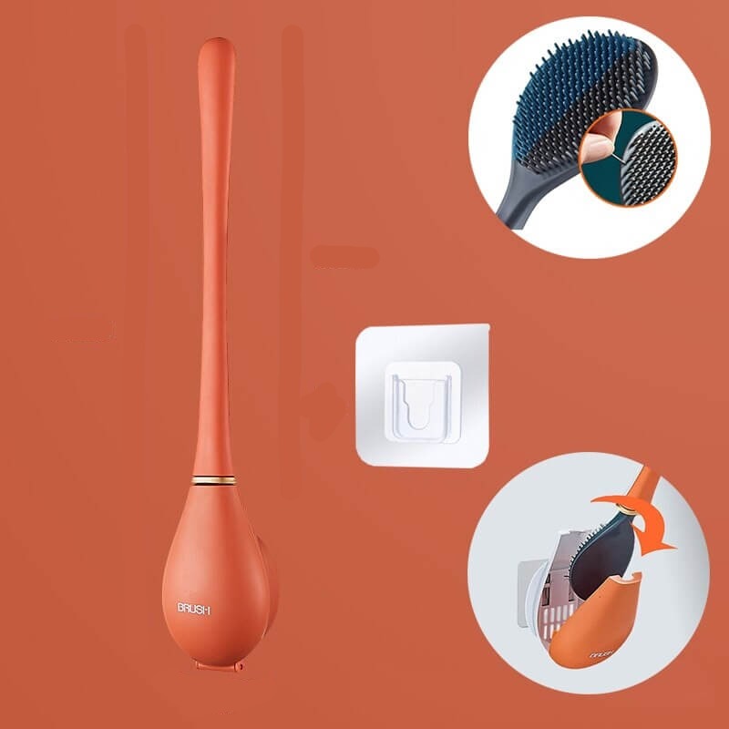 Wall mounted flexible toilet brush