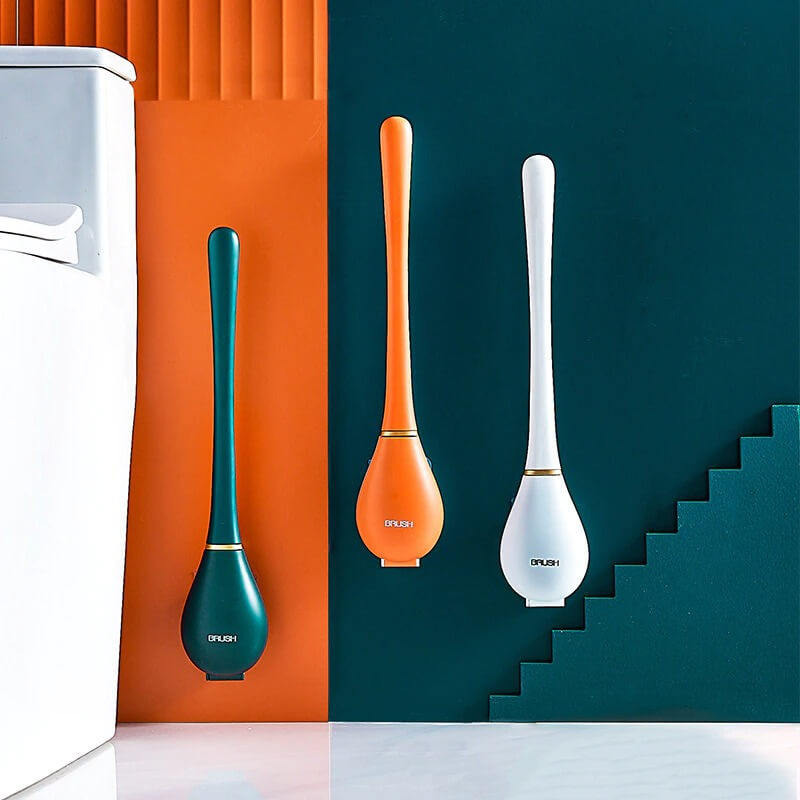 Wall mounted flexible toilet brush