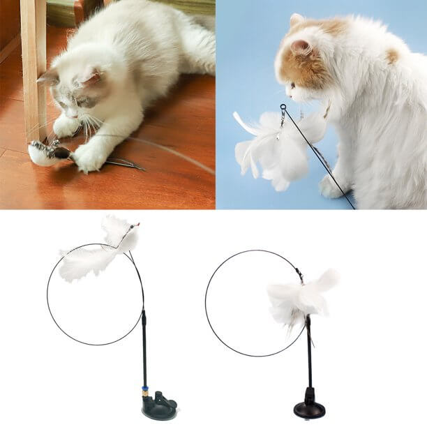 Interactive feather stick toy cat