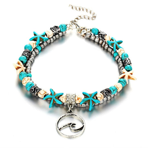 (BEST SELLER) Handmade Turtle & Ocean Ankle Bracelet