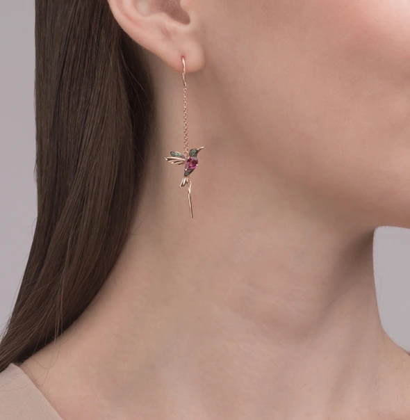 Elegant Hummingbird Rhinestone Earrings