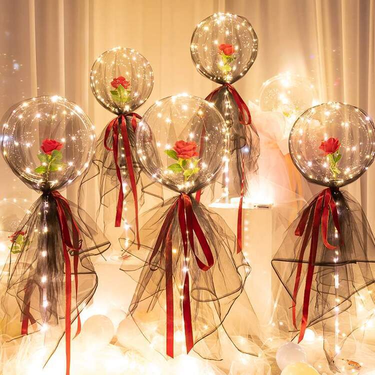 LED Luminous Balloon Rose Bouquet (Do-it-yourself package)