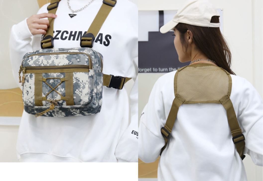 Tactical chest harness pocket