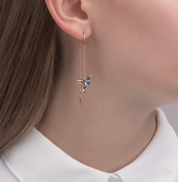 Elegant Hummingbird Rhinestone Earrings