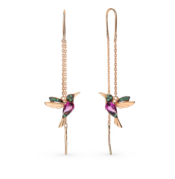 Elegant Hummingbird Rhinestone Earrings