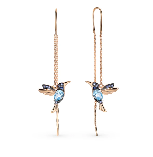 Elegant Hummingbird Rhinestone Earrings