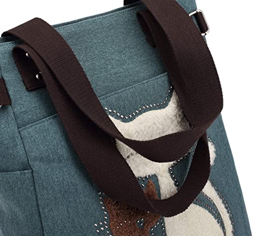 Cat Embroidered Canvas Bag