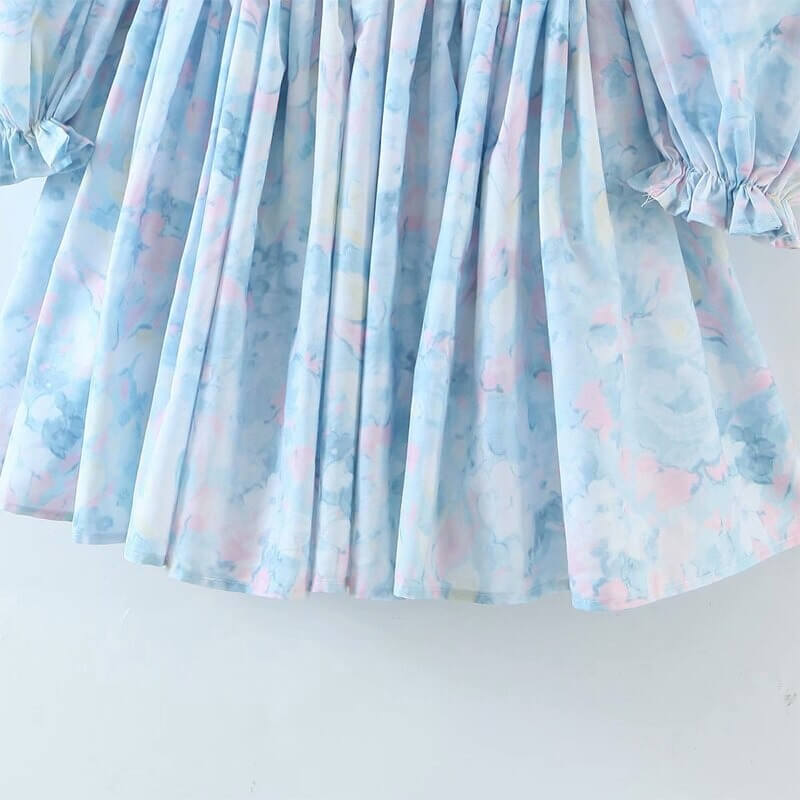 Mini dress with puff sleeves