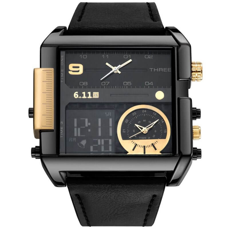 Triple time zone watch
