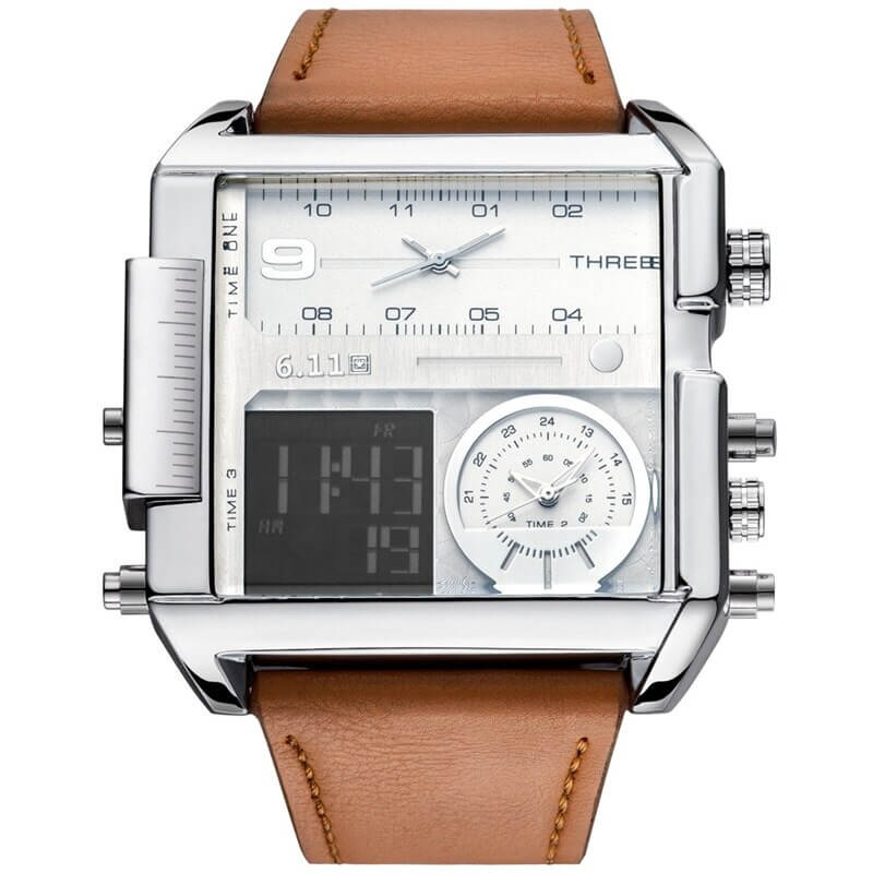 Triple time zone watch
