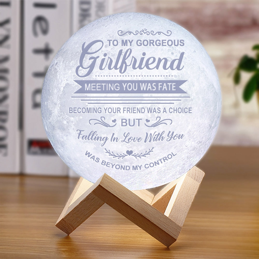 3D moon lamp with text