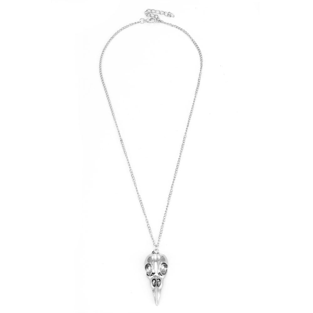 Crow Head Skull Pendant Necklace